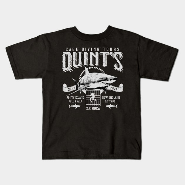 Quint's Cage Diving Tours Kids T-Shirt by Alema Art